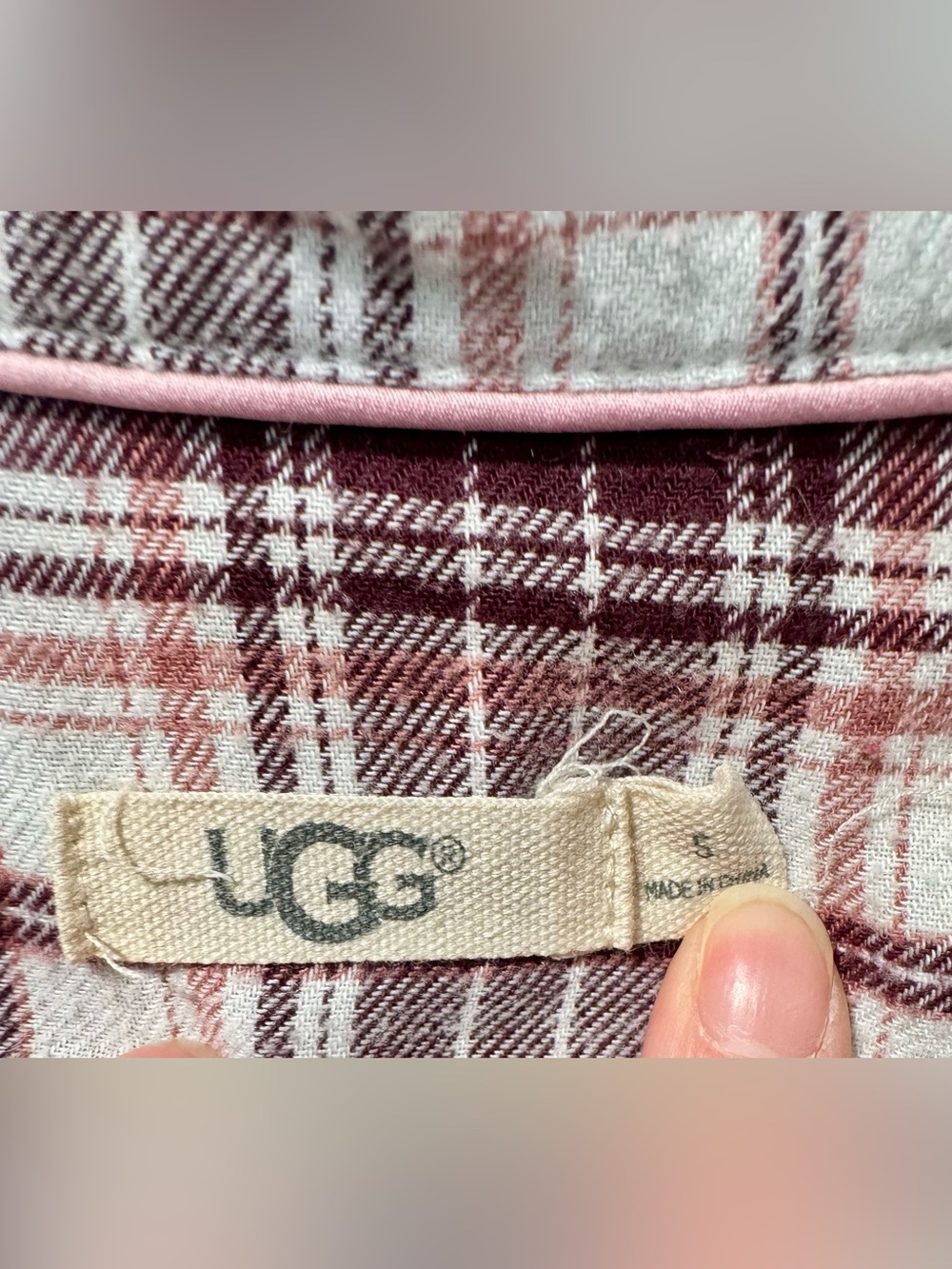 UGG Burgundy, Pink & White Plaid Pajama Set Small - Picture 2 of 7